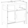 Basicwise White Vanity Sink Base 2 Door Cabinet Storage U Shape Organizer, Rolling Doors, and Open Shelf QI004373.WT